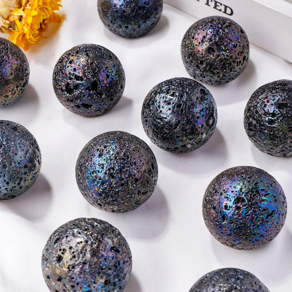 1pc Electroplate Gemstone Volcanic Rock Crystal Moon Sphere Lunar Home Decoration Ornaments Souvenirs Gift