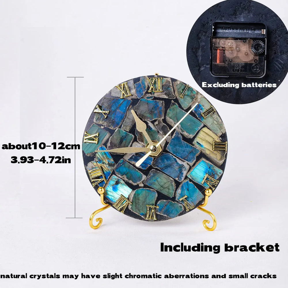 1pc Light Luxury Wind Labradorite Agate Piece Round Stone Piece Creative Clock Pendant Desk Accessories Home Bedroom Decoration