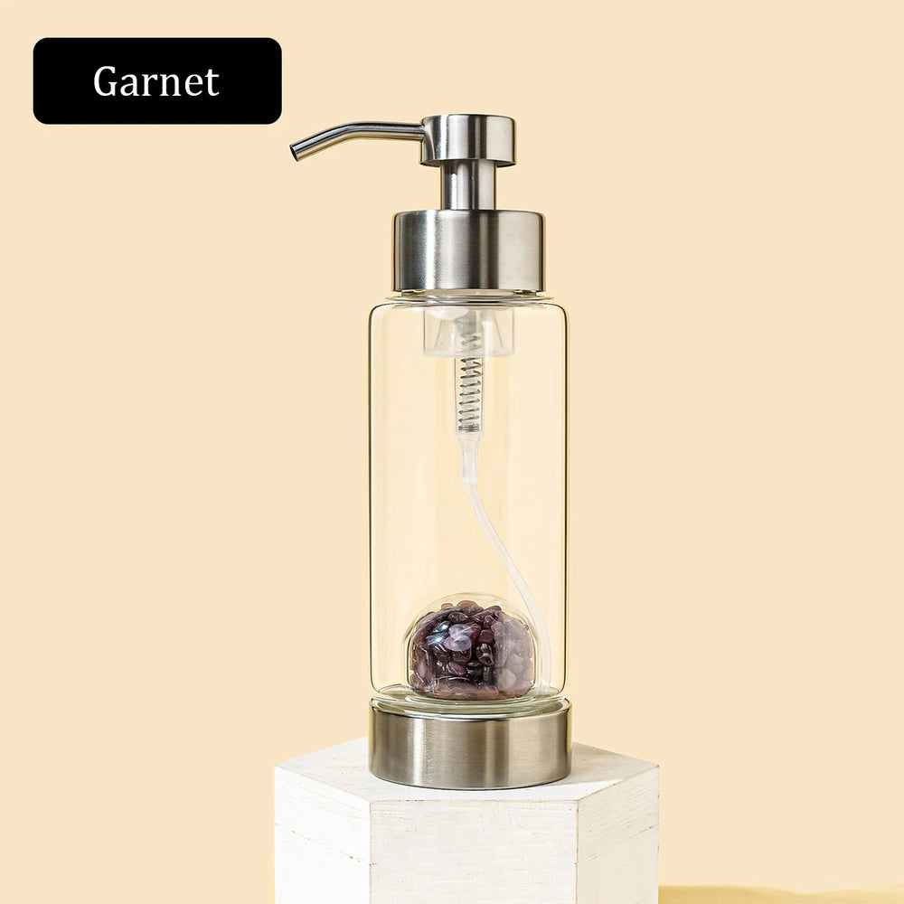 1pc Manual Soap Dispenser Natural Crystal Gravel Stone Chips Hand Sanitizer Bottle Containers Press Empty Bottles