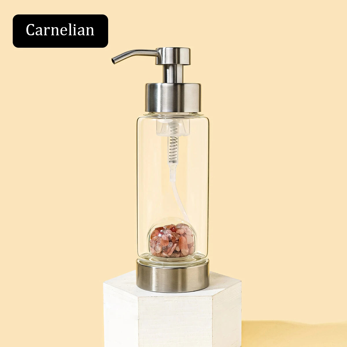 1pc Manual Soap Dispenser Natural Crystal Gravel Stone Chips Hand Sanitizer Bottle Containers Press Empty Bottles