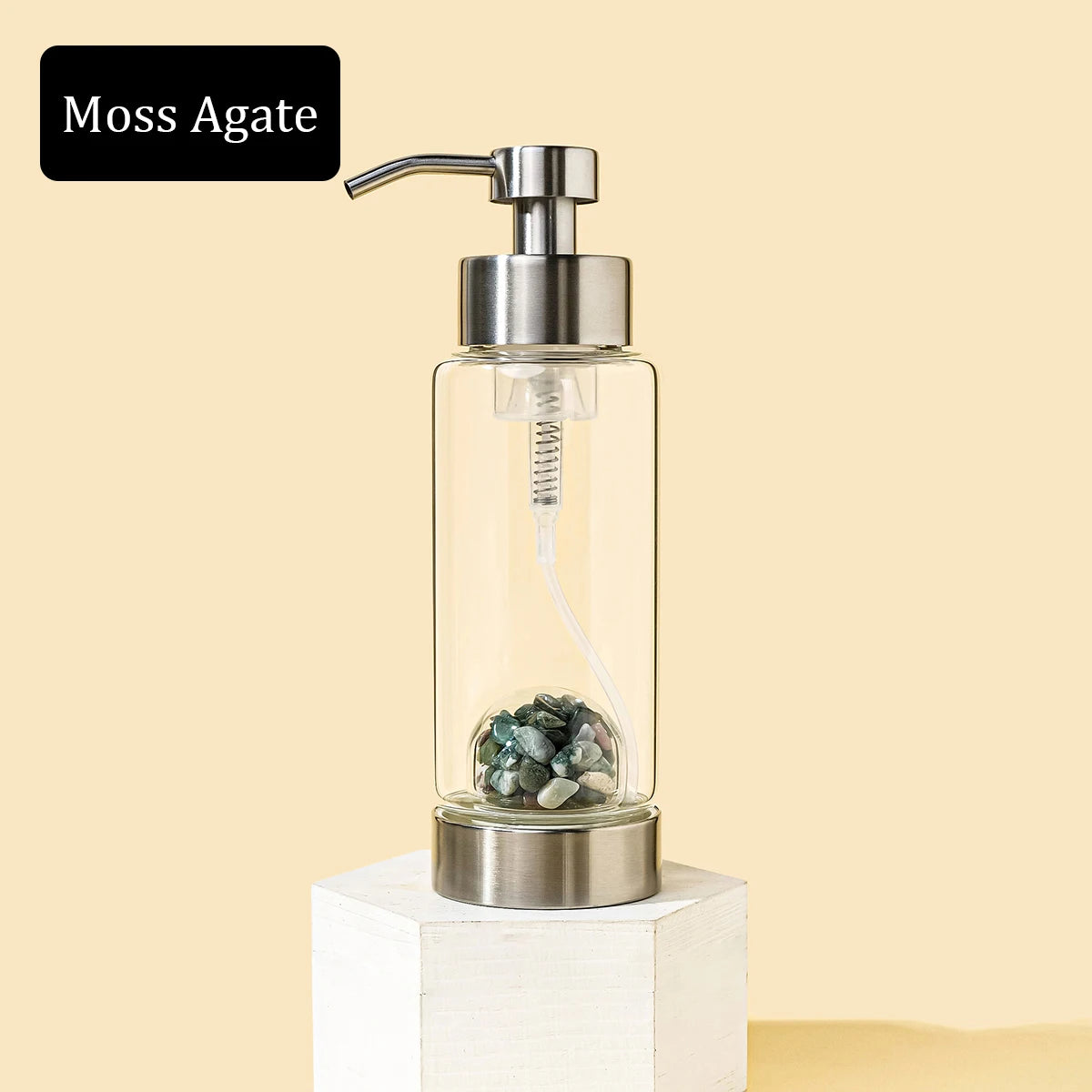 1pc Manual Soap Dispenser Natural Crystal Gravel Stone Chips Hand Sanitizer Bottle Containers Press Empty Bottles