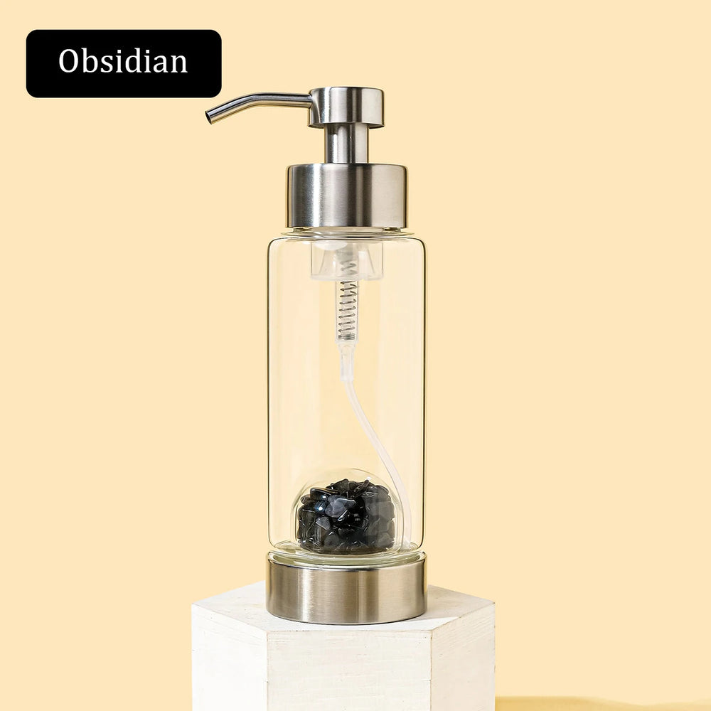 1pc Manual Soap Dispenser Natural Crystal Gravel Stone Chips Hand Sanitizer Bottle Containers Press Empty Bottles