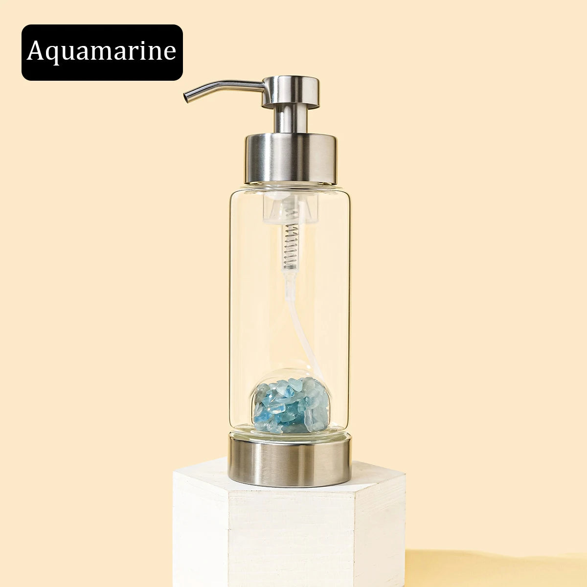 1pc Manual Soap Dispenser Natural Crystal Gravel Stone Chips Hand Sanitizer Bottle Containers Press Empty Bottles