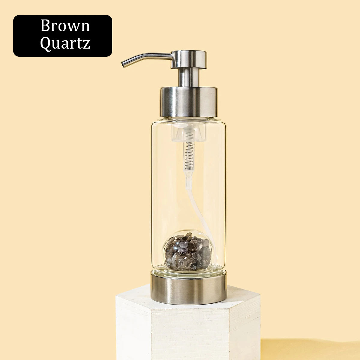 1pc Manual Soap Dispenser Natural Crystal Gravel Stone Chips Hand Sanitizer Bottle Containers Press Empty Bottles