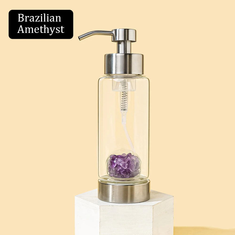 1pc Manual Soap Dispenser Natural Crystal Gravel Stone Chips Hand Sanitizer Bottle Containers Press Empty Bottles