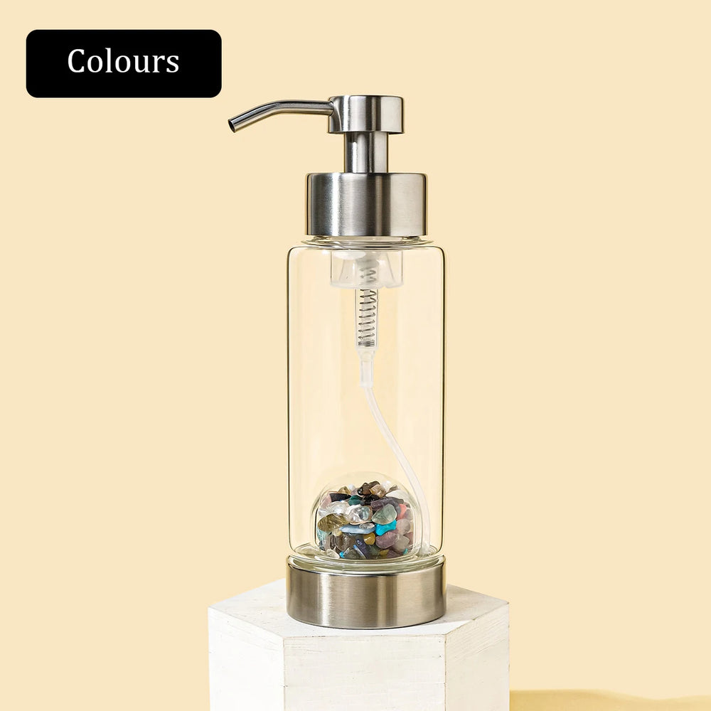 1pc Manual Soap Dispenser Natural Crystal Gravel Stone Chips Hand Sanitizer Bottle Containers Press Empty Bottles