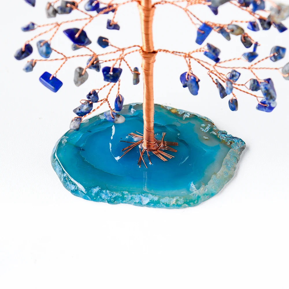 1pc Money Tree Ornaments Natural Crystal Gravel Wishing Tree Agate Base Energy Seven Chakras Health Decoration