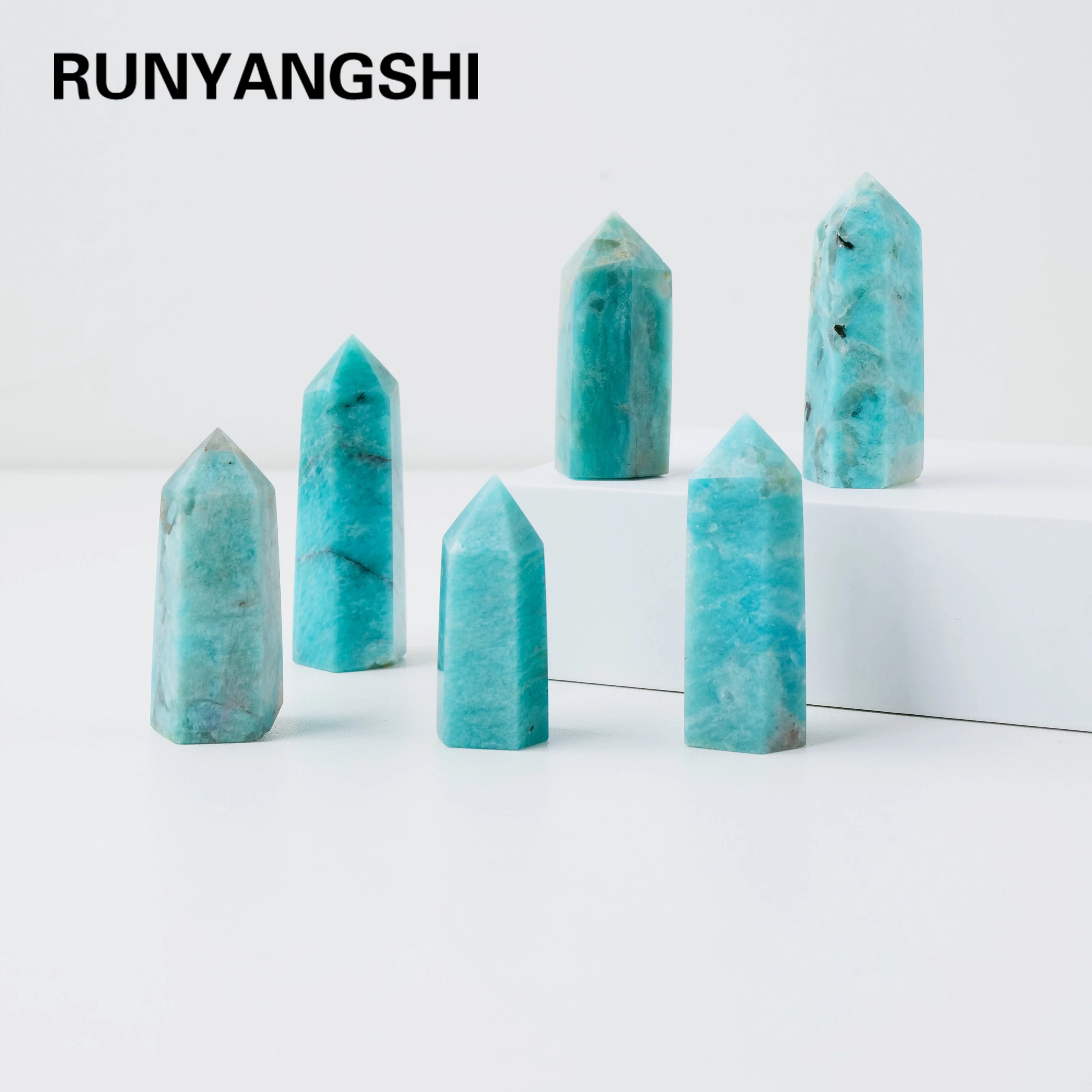 1pc Natural Amazonite Point Energy Reiki Crystal Quartz Tower Tianhe Stone Wand Healing Home Decoration