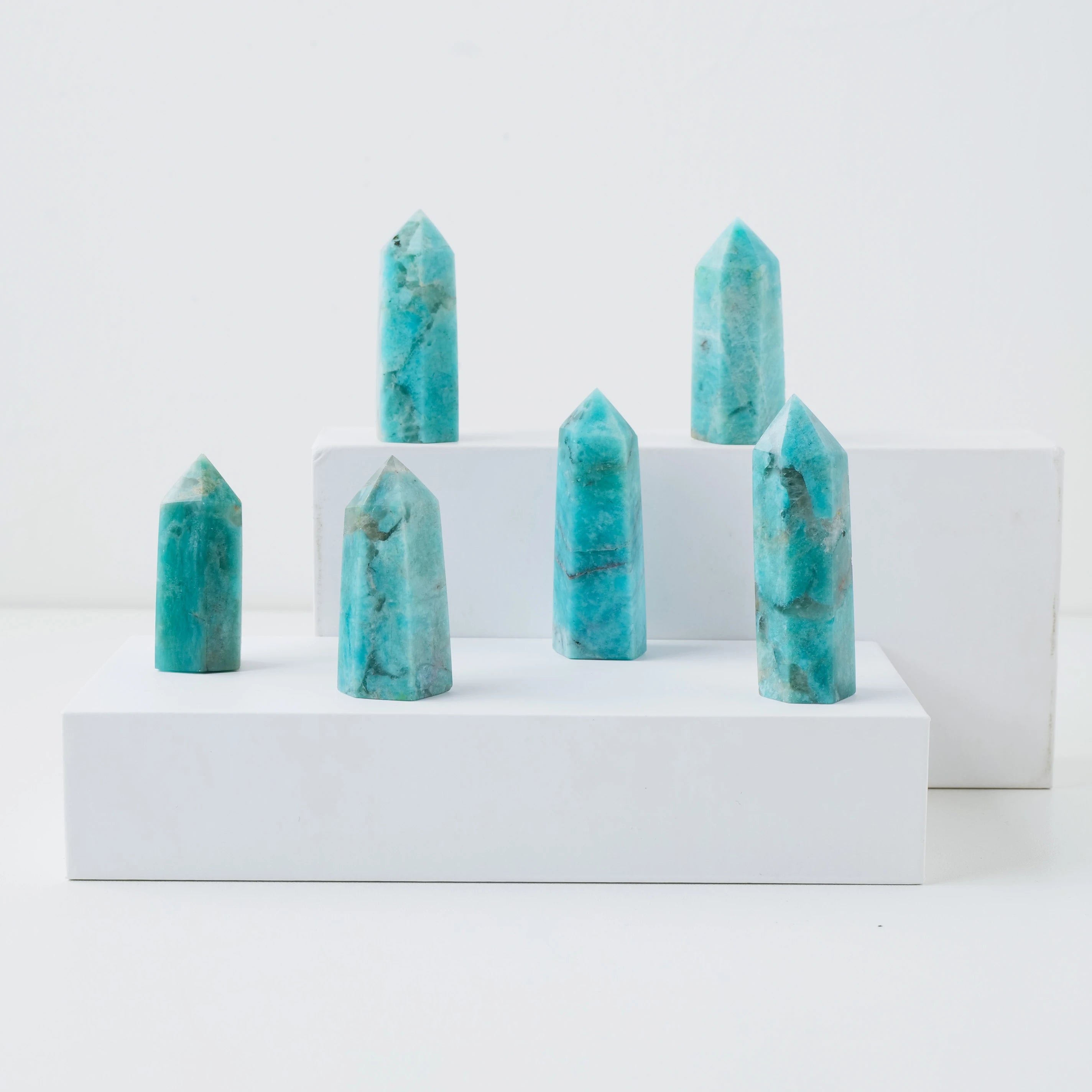 1pc Natural Amazonite Point Energy Reiki Crystal Quartz Tower Tianhe Stone Wand Healing Home Decoration