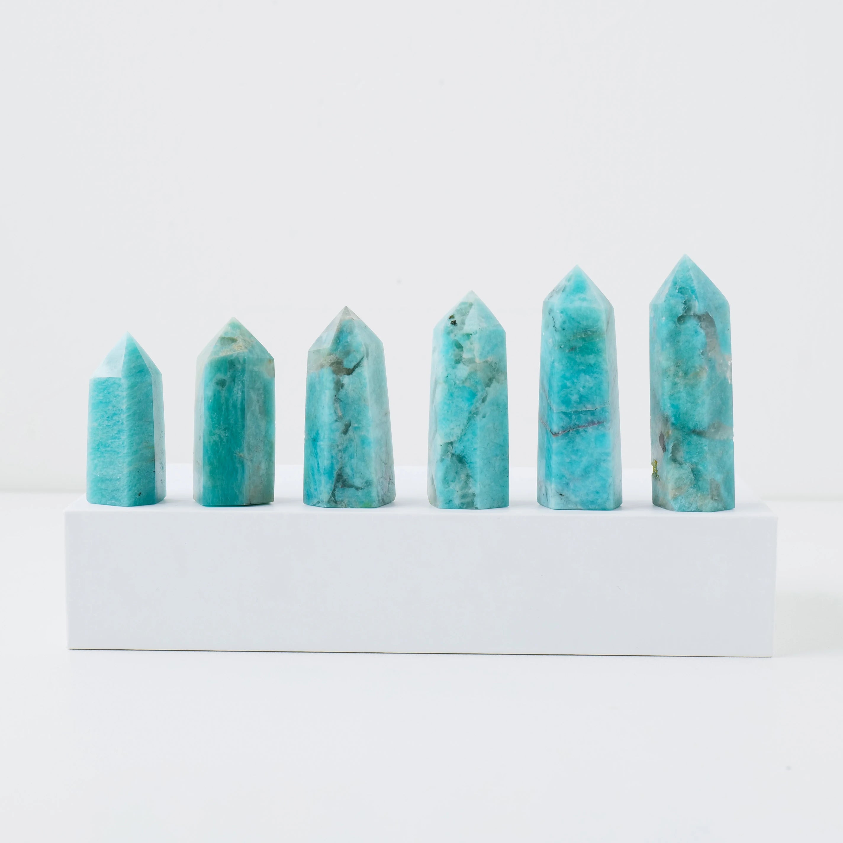 1pc Natural Amazonite Point Energy Reiki Crystal Quartz Tower Tianhe Stone Wand Healing Home Decoration