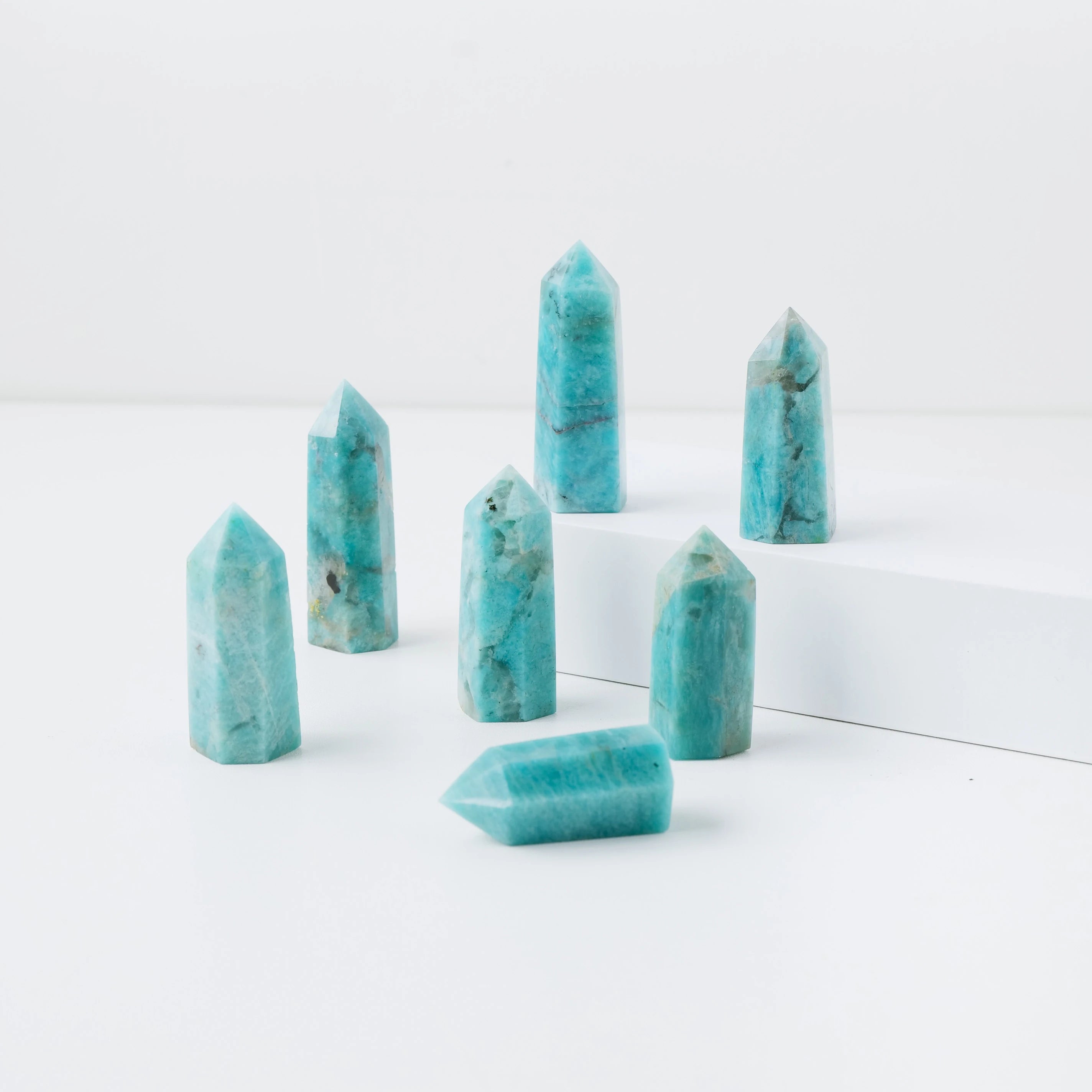 1pc Natural Amazonite Point Energy Reiki Crystal Quartz Tower Tianhe Stone Wand Healing Home Decoration