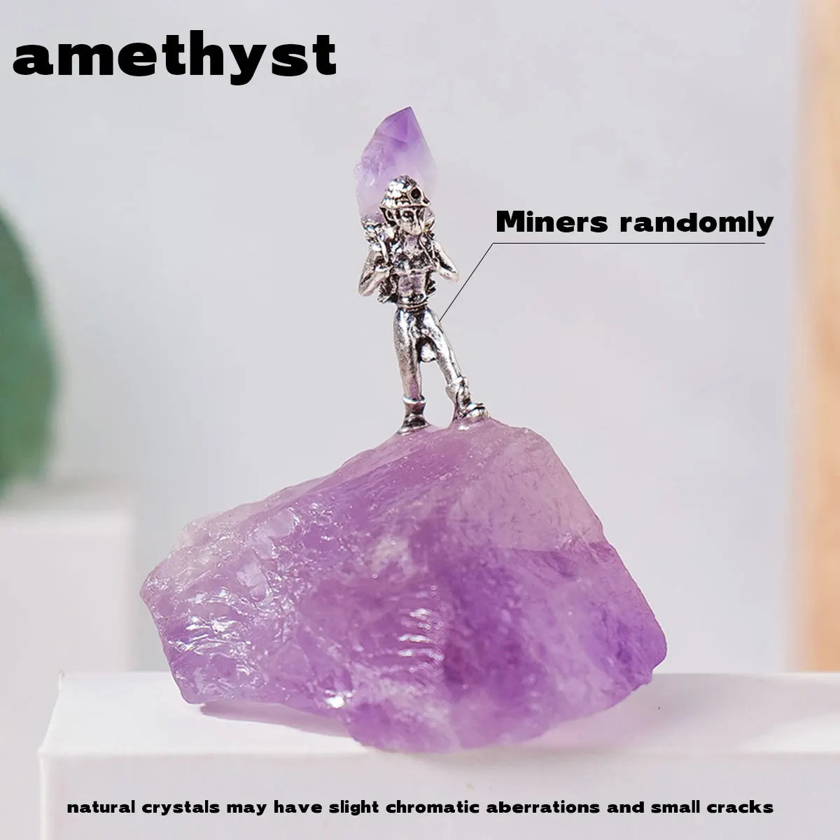 1pc Natural Amethyst Cluster Miner Modeling Micro Landscape Decoration Crystal Raw Stone Mine Standard Home Decoration