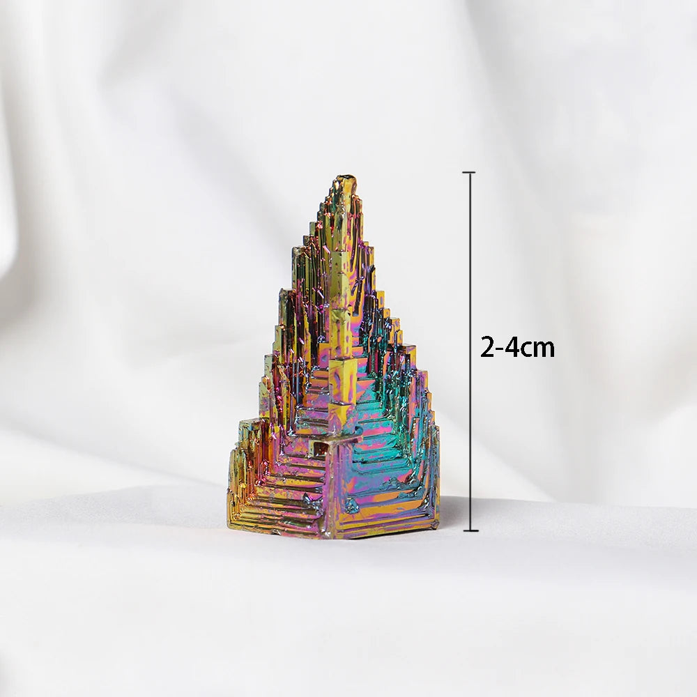 1pc Natural Bismuth Tower Rainbow Aura Crystal Ore Mineral Collection Specimen Green Metal Decorate