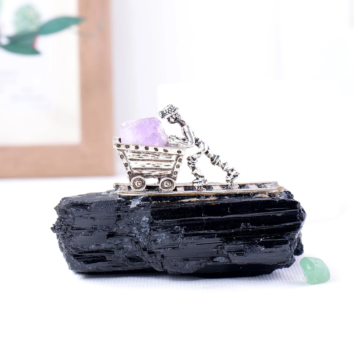 1pc Natural Black Tourmaline Miner Modeling Micro Landscape Decoration Crystal Raw Stone Mine Standard Home Decoration