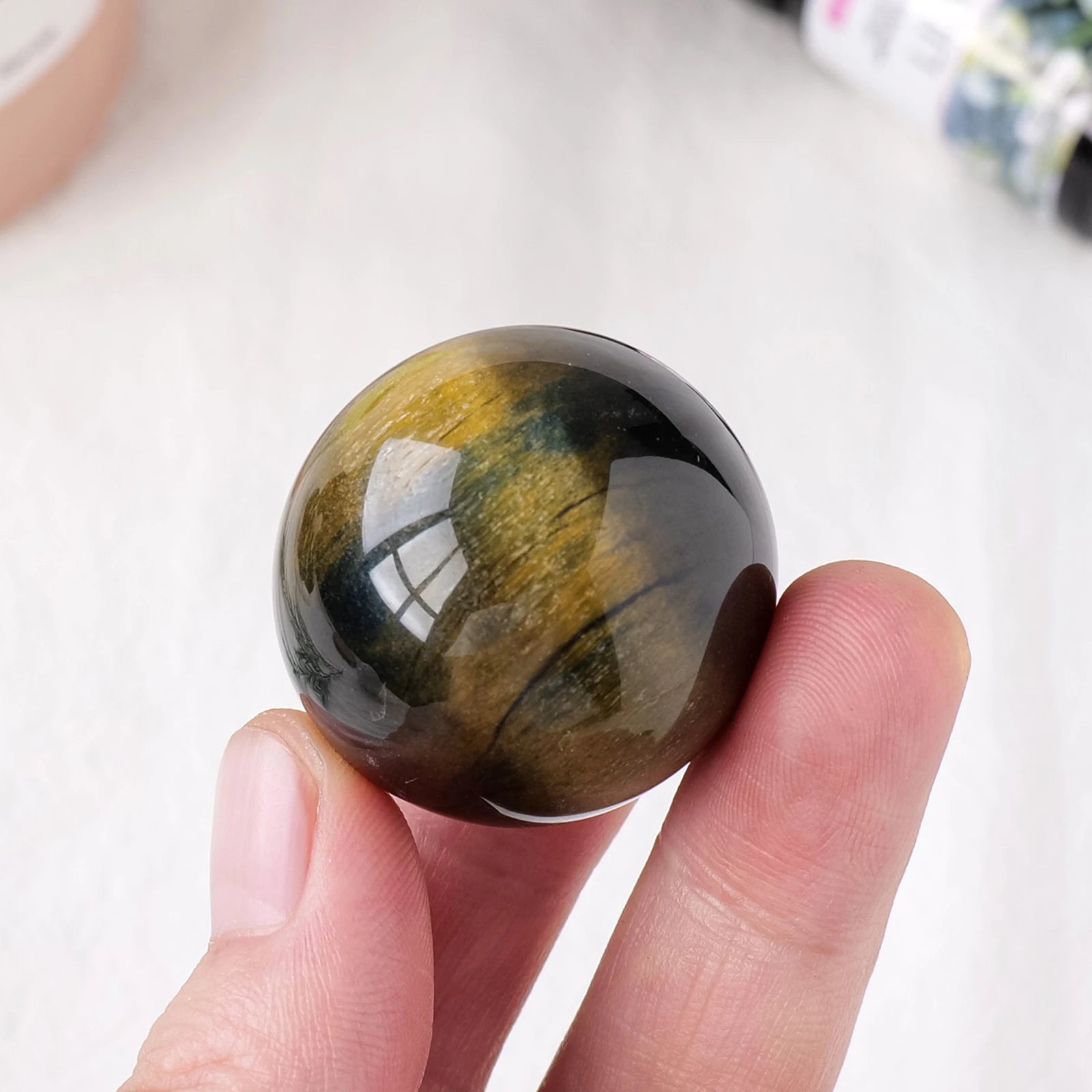 1pc Natural Blue Tiger Eye Stone Ball Polishing Crystal Sphere Healing Gem Energy Massage Decorative Ball Gift