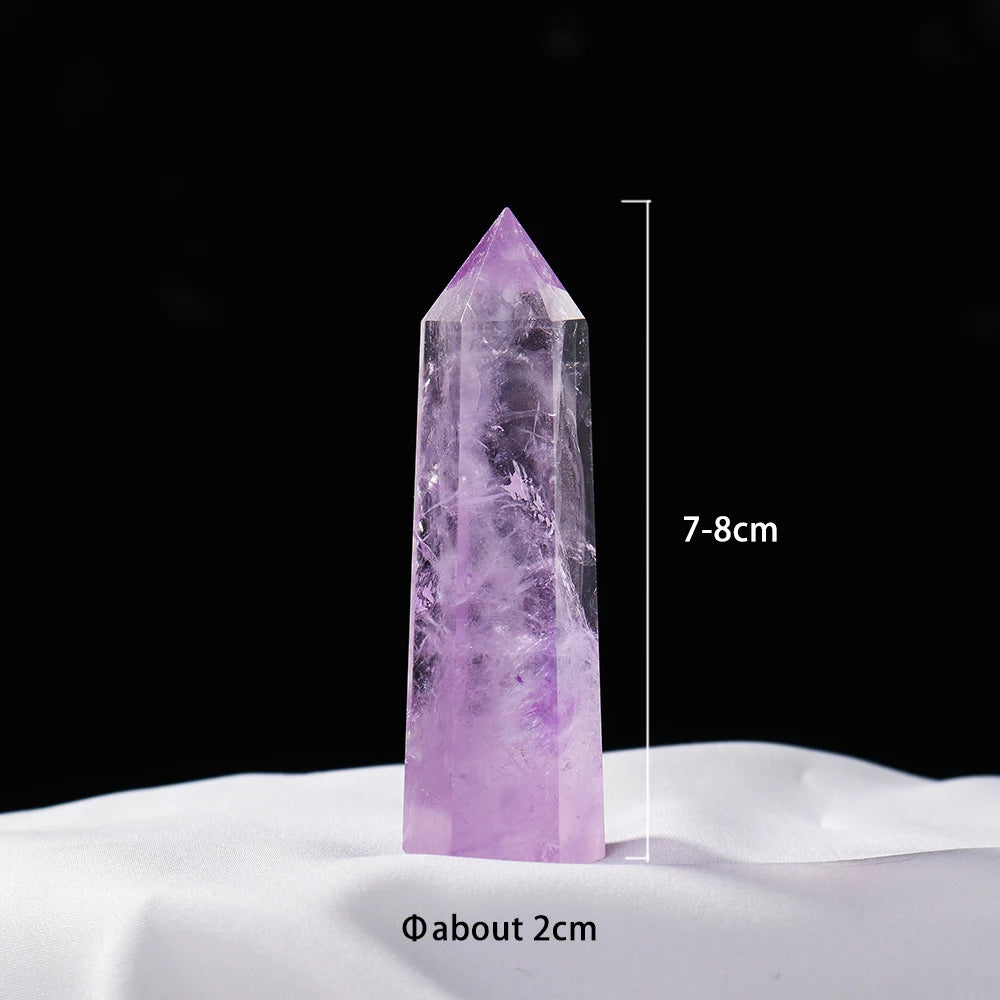 1pc Natural Brazilian Amethyst Hexagonal Column Energy Crystal Tower Improves Interpersonal Relationship Gem Decoration