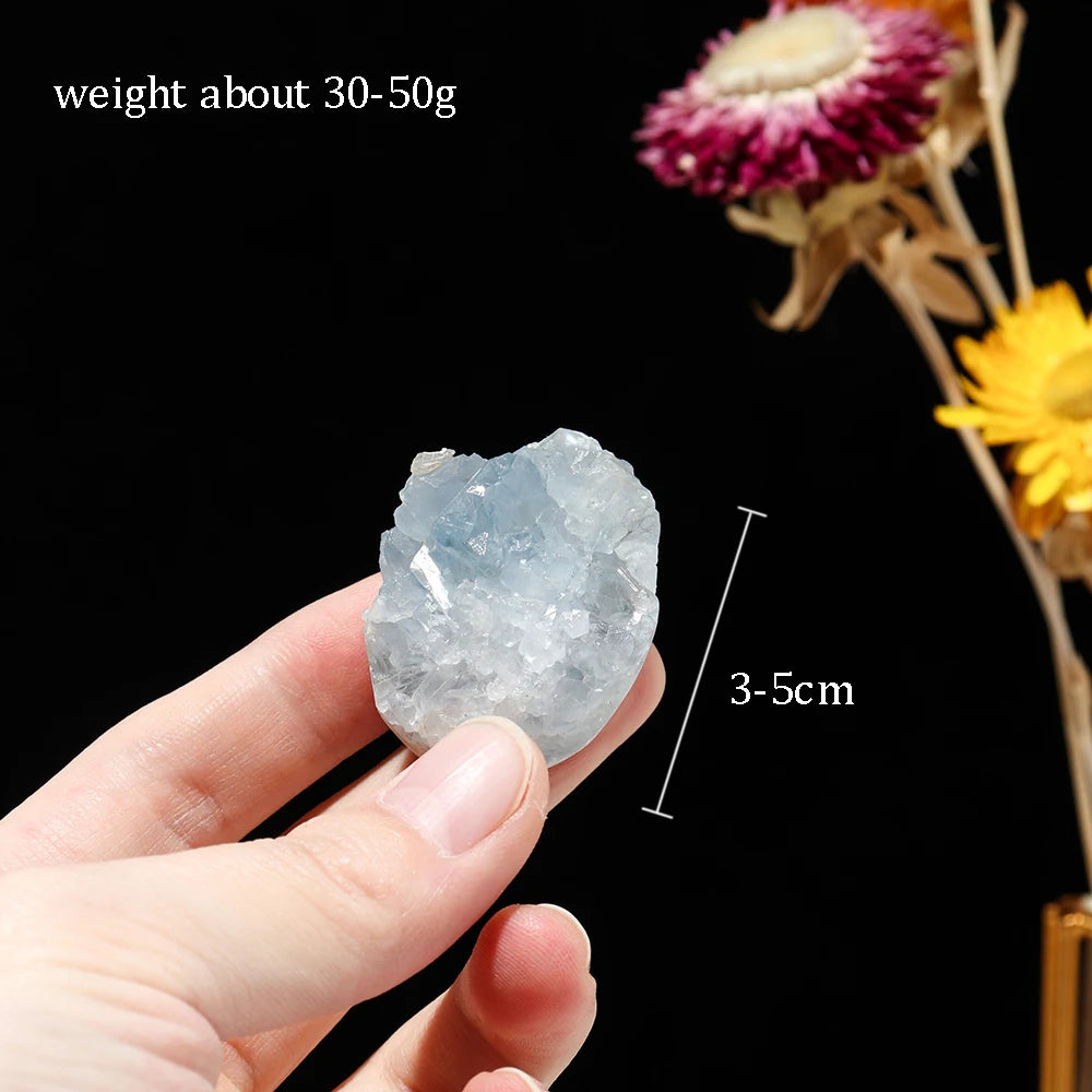 1pc Natural Celestite Cluster Crystal Raw Stone Ornaments Reiki Healing Kyanite Gem Quartz Collection Decoration