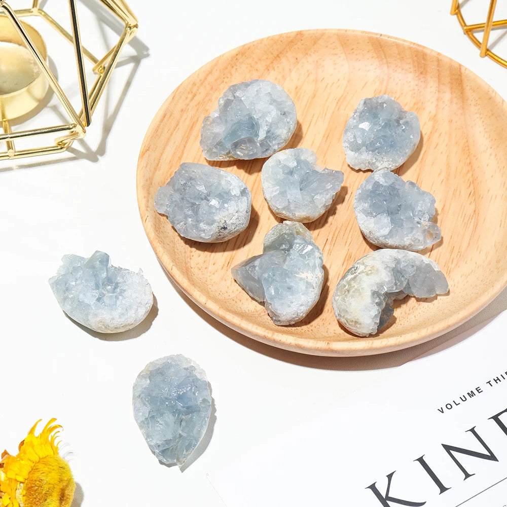 1pc Natural Celestite Cluster Crystal Raw Stone Ornaments Reiki Healing Kyanite Gem Quartz Collection Decoration