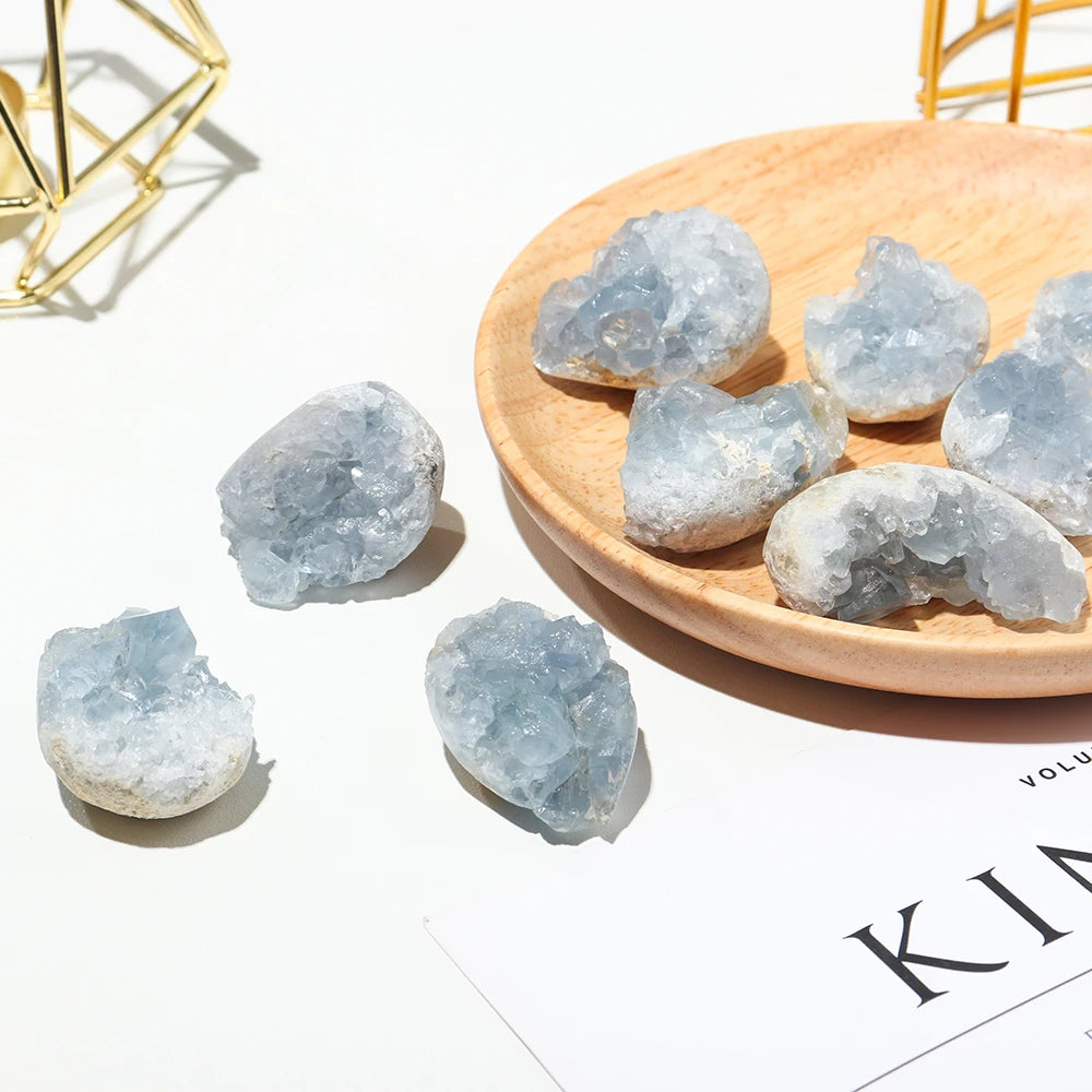 1pc Natural Celestite Cluster Crystal Raw Stone Ornaments Reiki Healing Kyanite Gem Quartz Collection Decoration