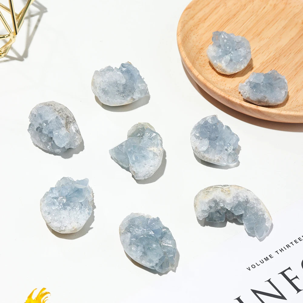 1pc Natural Celestite Cluster Crystal Raw Stone Ornaments Reiki Healing Kyanite Gem Quartz Collection Decoration