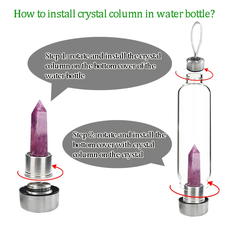 1pc Natural Crystal Column with Base for Water Bottle Replacement Crystal Rose Quartz Energy Amethyst Tower Decoration