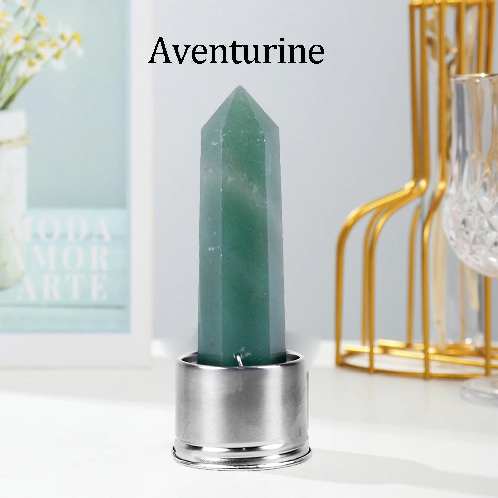 1pc Natural Crystal Column with Base for Water Bottle Replacement Crystal Rose Quartz Energy Amethyst Tower Decoration