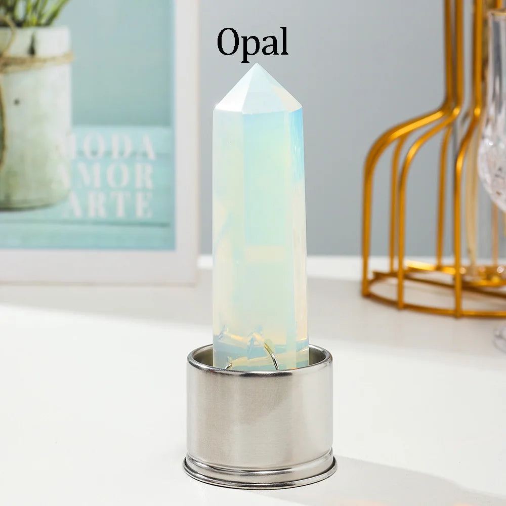 1pc Natural Crystal Column with Base for Water Bottle Replacement Crystal Rose Quartz Energy Amethyst Tower Decoration