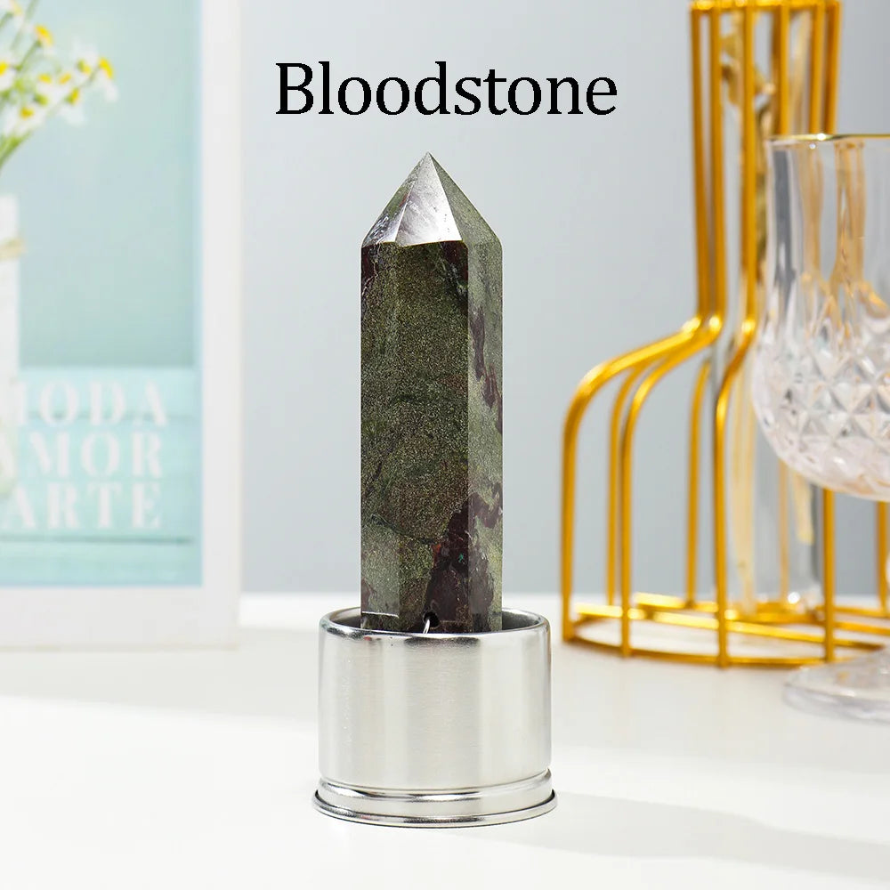 1pc Natural Crystal Column with Base for Water Bottle Replacement Crystal Rose Quartz Energy Amethyst Tower Decoration