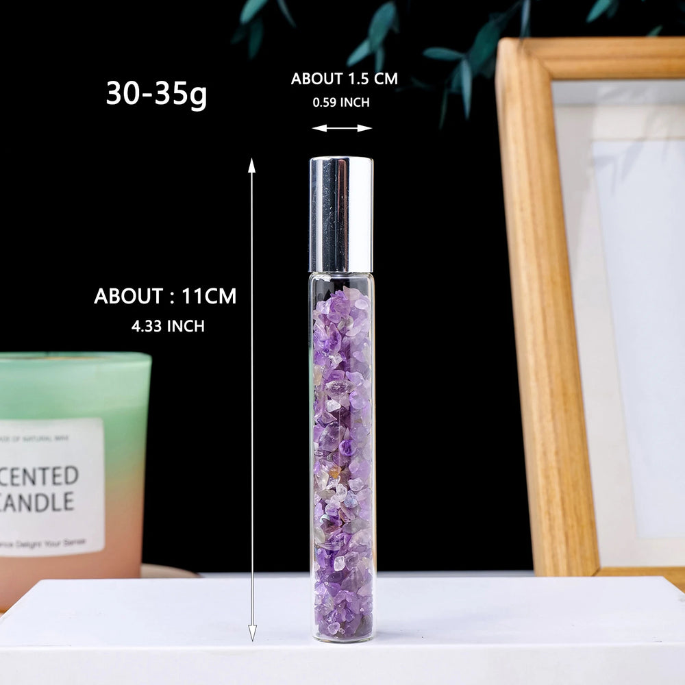 1pc Natural Crystal Crushed Stone Perfume Bottle Reiki Healing Essential Oil Dispensing Bottle Gift For Women