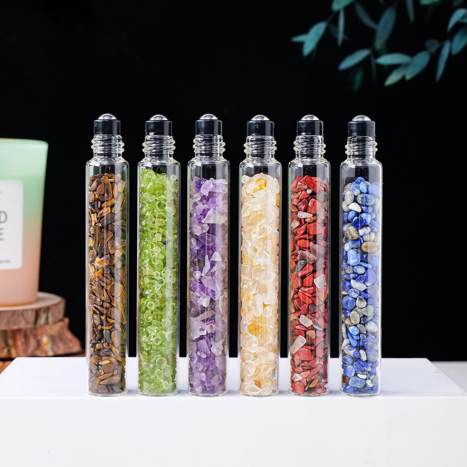 1pc Natural Crystal Crushed Stone Perfume Bottle Reiki Healing Essential Oil Dispensing Bottle Gift For Women