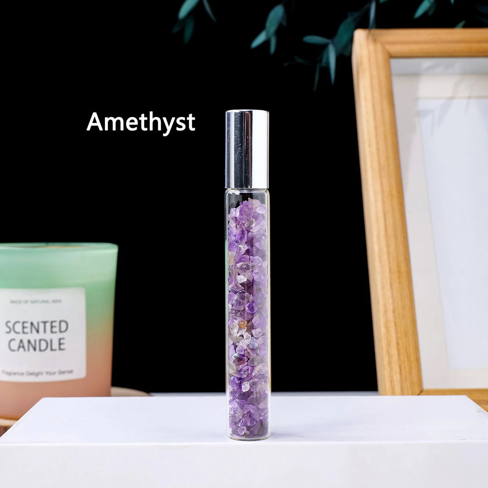 1pc Natural Crystal Crushed Stone Perfume Bottle Reiki Healing Essential Oil Dispensing Bottle Gift For Women