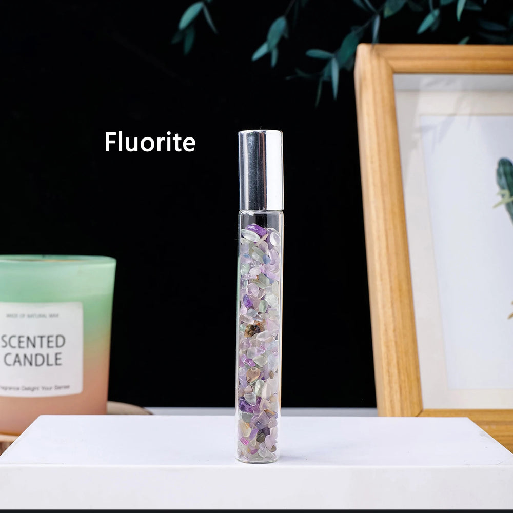 1pc Natural Crystal Crushed Stone Perfume Bottle Reiki Healing Essential Oil Dispensing Bottle Gift For Women