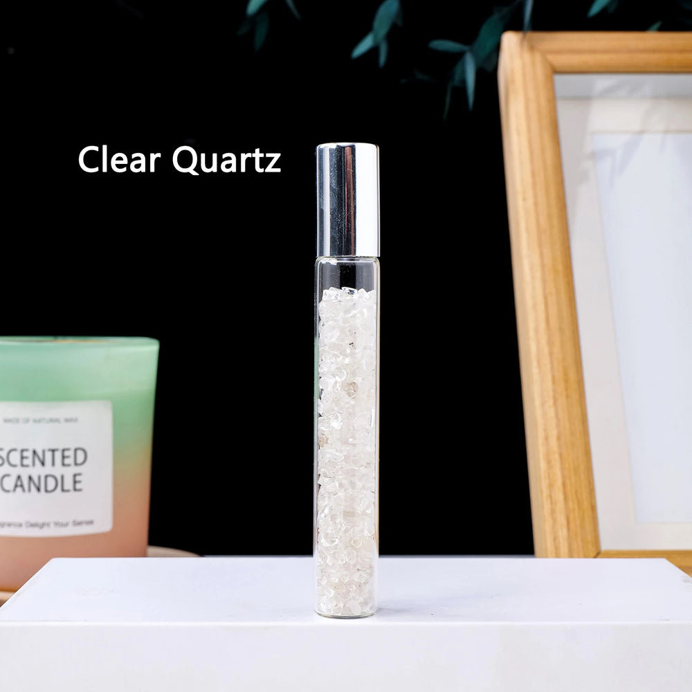 1pc Natural Crystal Crushed Stone Perfume Bottle Reiki Healing Essential Oil Dispensing Bottle Gift For Women