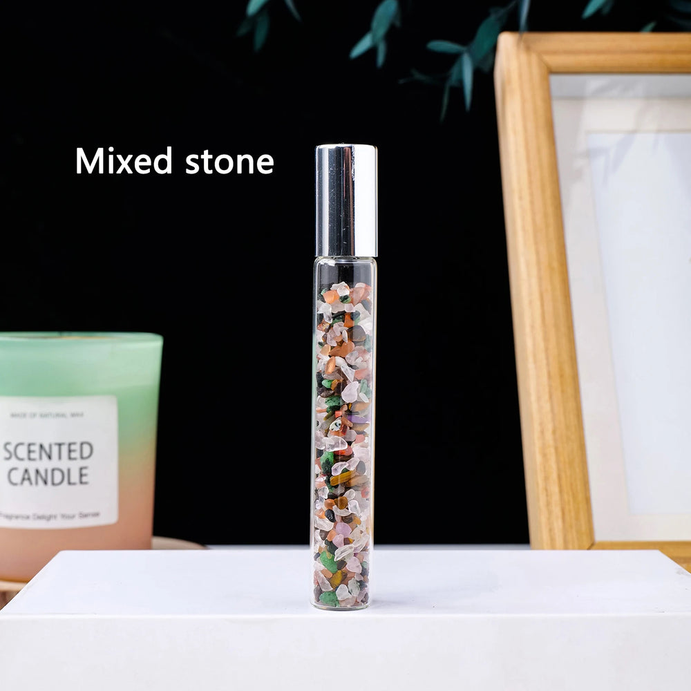 1pc Natural Crystal Crushed Stone Perfume Bottle Reiki Healing Essential Oil Dispensing Bottle Gift For Women