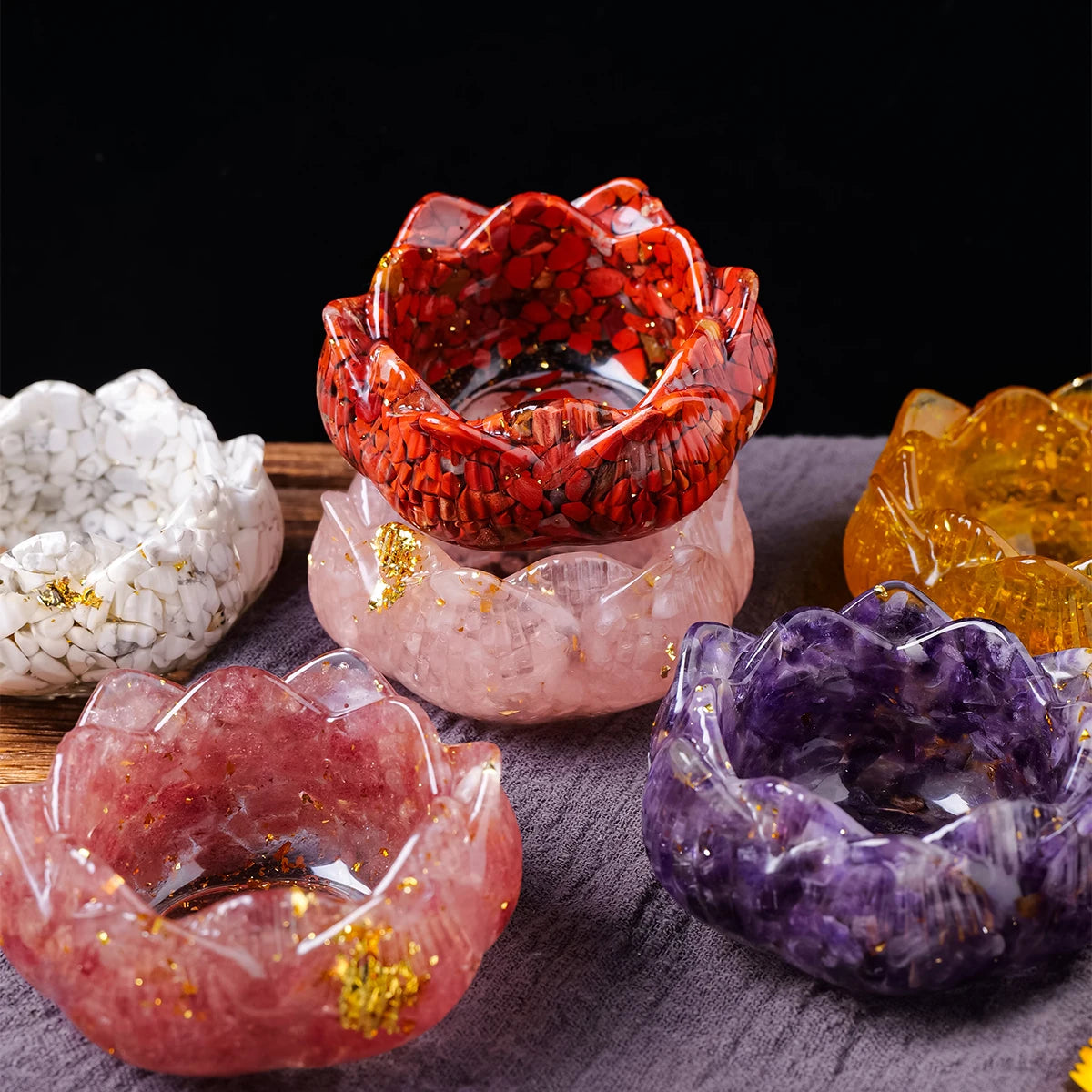 1pc Natural Crystal Dropper Resin Reiki Stone Candle Base Degaussing Cornucopia Healing Meditation Decoration home decoration