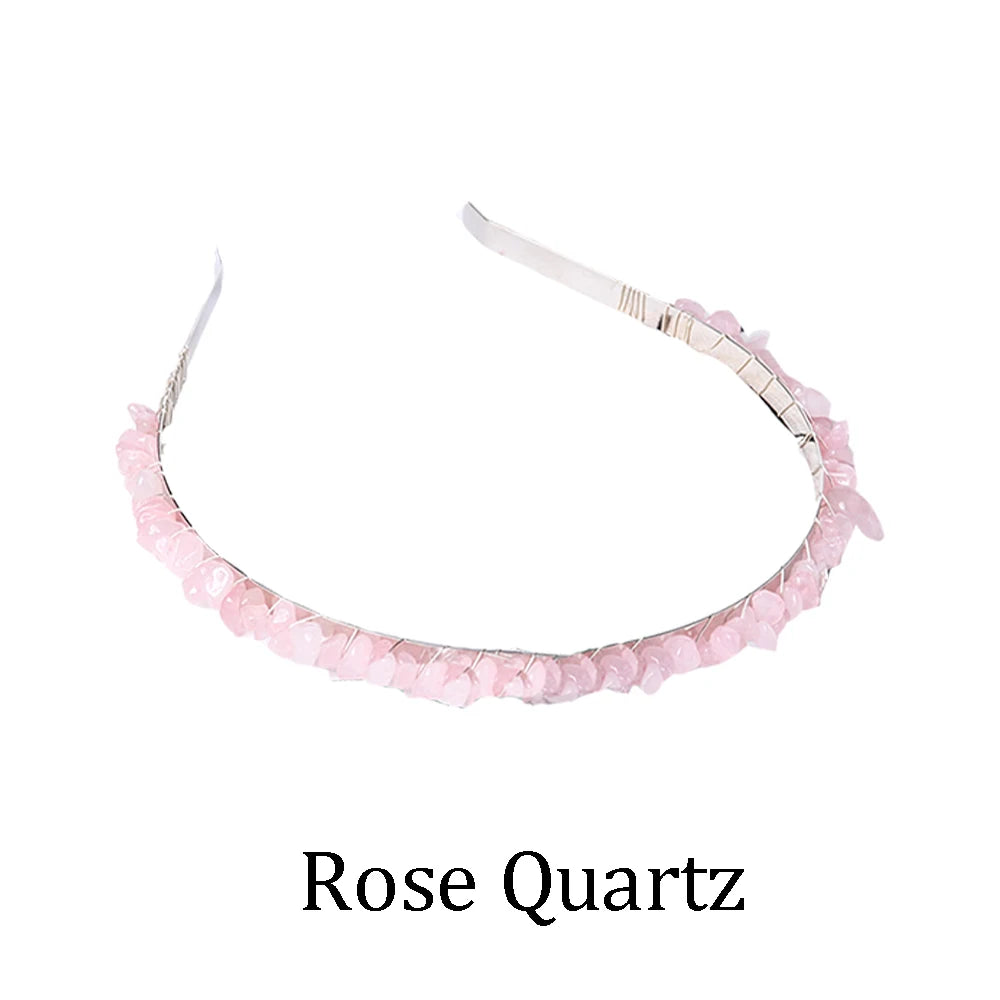 1pc Natural Crystal Hair Band Rose Quartz Hair Decoration Gem Girl Jewelry Healthy Amethyst Hairpin Daughter Gift