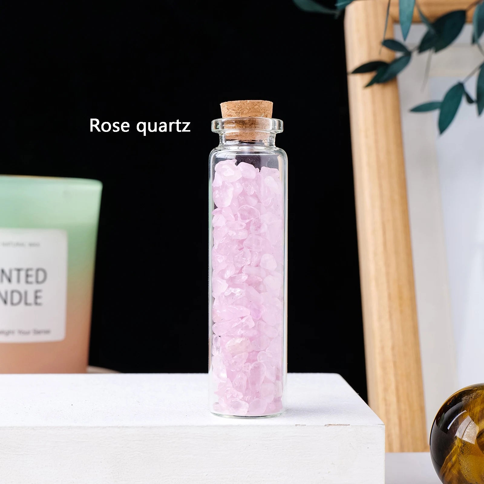 1pc Natural Crystal Healing Gemstones Gravels Wishing Bottle Rose Quartz Amethyst Stone Drifting Bottle Home gifts