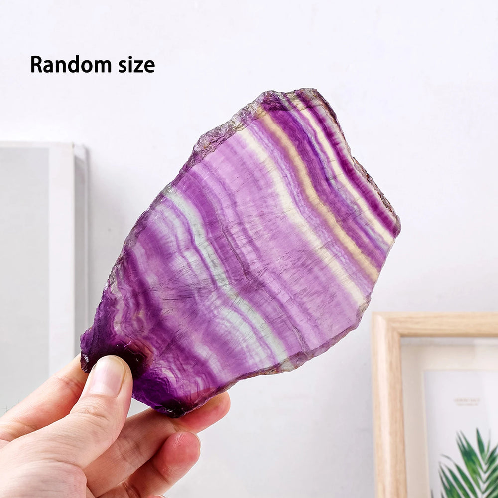 1pc Natural Crystal Slab Colorful Watermelon Striped Fluorite Polished Crystal Quartz Slice Healing Reiki Gemstone Feng Shui