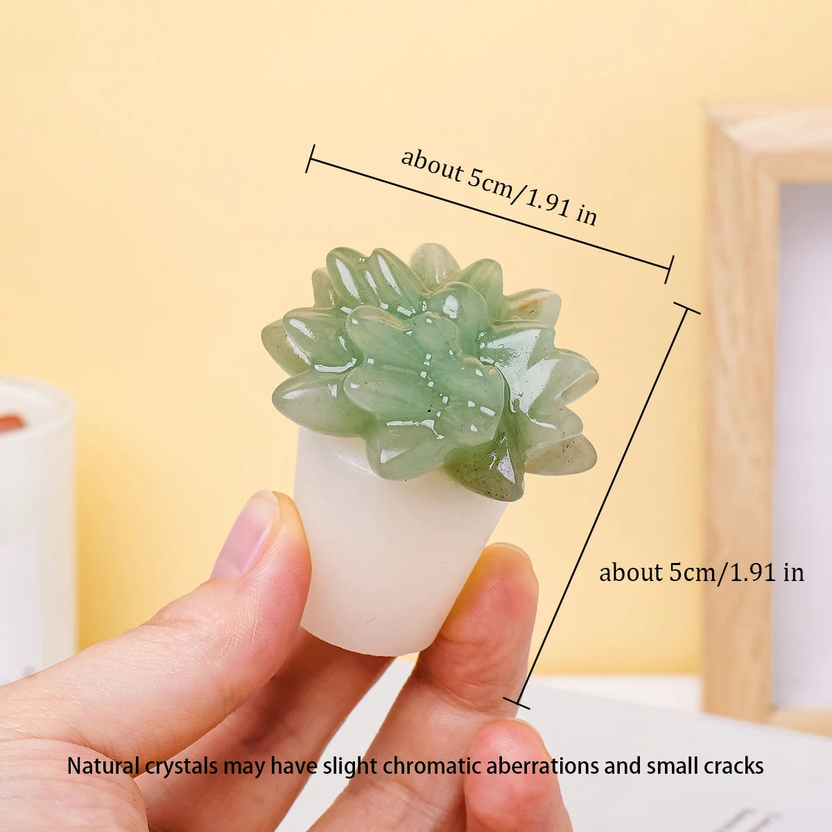 1pc Natural Crystal Stone Succulent Plants Statue Healing Mini Sized Garden Home Decoration