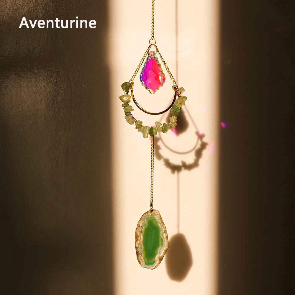 1pc Natural Crystal Suncatcher Hanging Ornament Rose Quartz Window Car Pendant Room Decor Bedroom Decor