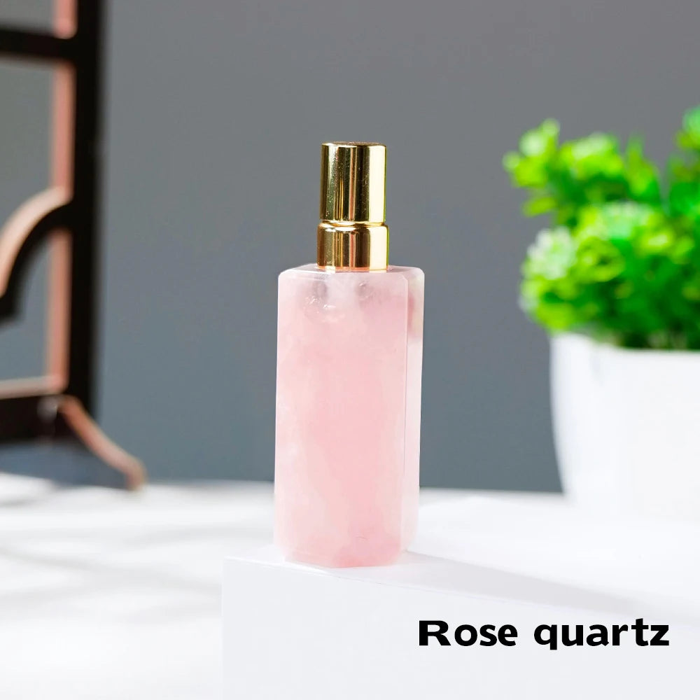 1pc Natural Crystals Gem Amethyst Perfume Bottle With Rose Quartz Women Perfume Bottle High Quality Reiki  Healing Stones