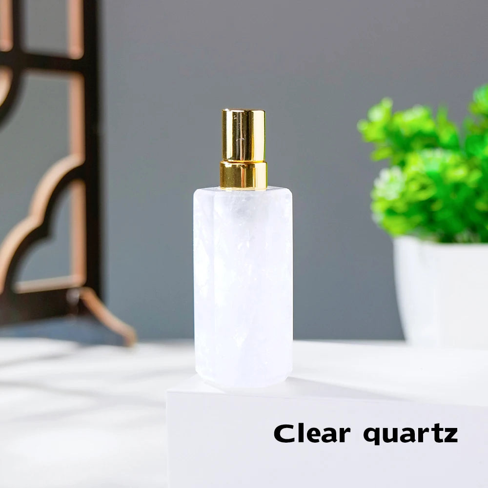 1pc Natural Crystals Gem Amethyst Perfume Bottle With Rose Quartz Women Perfume Bottle High Quality Reiki  Healing Stones