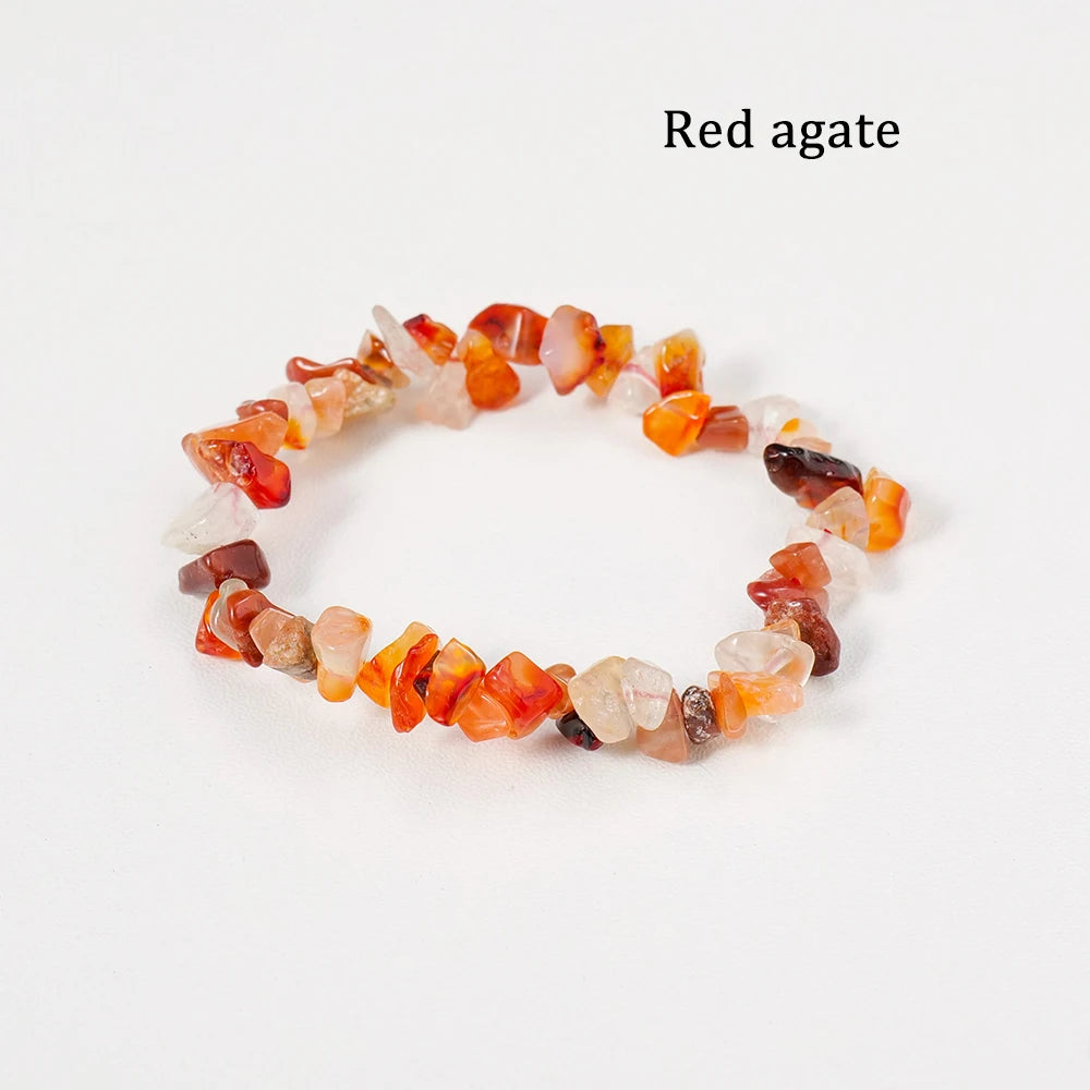 1pc  Natural Gem Crystal Stone Bracelet Gravel Irregular Crystal Stretch Chip beads Nuggets Bangles Quartz Wristband For Women