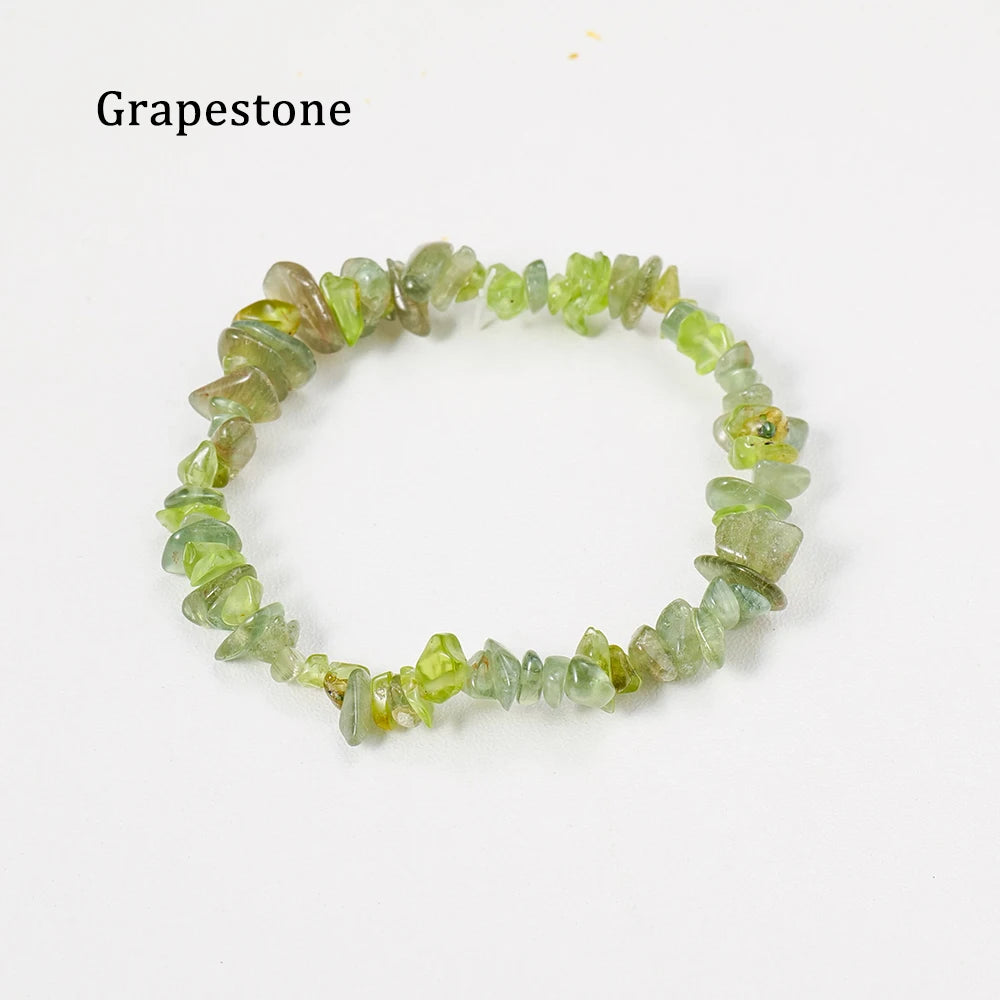 1pc  Natural Gem Crystal Stone Bracelet Gravel Irregular Crystal Stretch Chip beads Nuggets Bangles Quartz Wristband For Women