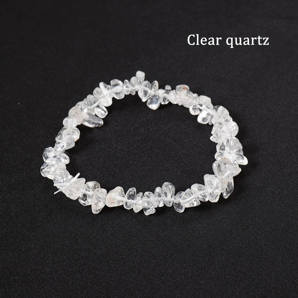 1pc  Natural Gem Crystal Stone Bracelet Gravel Irregular Crystal Stretch Chip beads Nuggets Bangles Quartz Wristband For Women