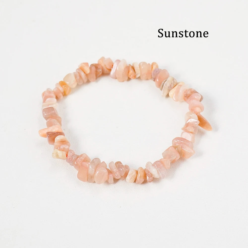 1pc  Natural Gem Crystal Stone Bracelet Gravel Irregular Crystal Stretch Chip beads Nuggets Bangles Quartz Wristband For Women