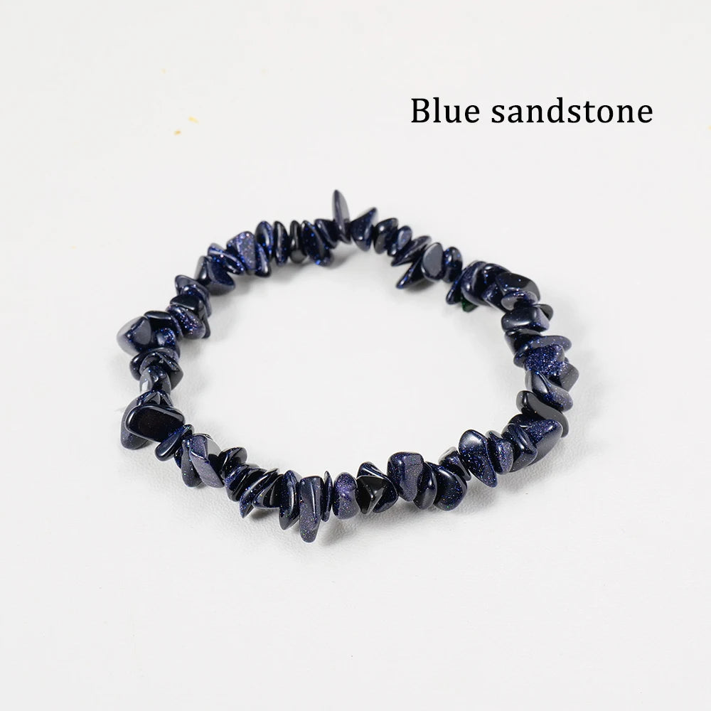 1pc  Natural Gem Crystal Stone Bracelet Gravel Irregular Crystal Stretch Chip beads Nuggets Bangles Quartz Wristband For Women