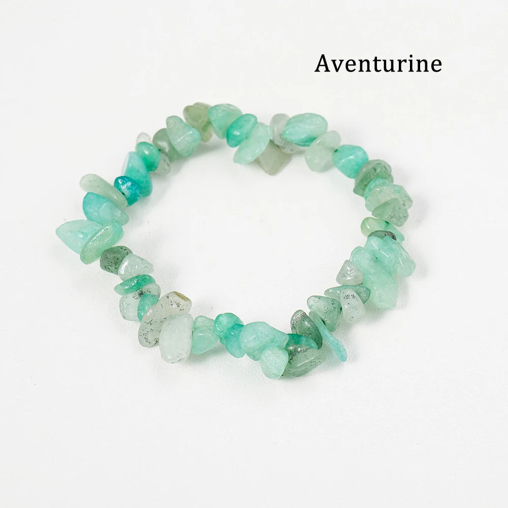 1pc  Natural Gem Crystal Stone Bracelet Gravel Irregular Crystal Stretch Chip beads Nuggets Bangles Quartz Wristband For Women