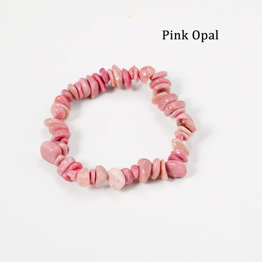 1pc  Natural Gem Crystal Stone Bracelet Gravel Irregular Crystal Stretch Chip beads Nuggets Bangles Quartz Wristband For Women