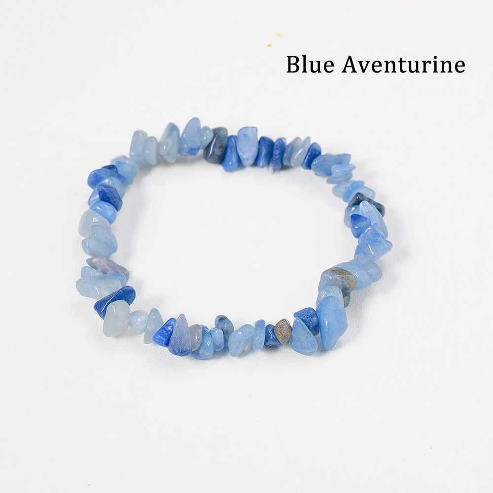 1pc  Natural Gem Crystal Stone Bracelet Gravel Irregular Crystal Stretch Chip beads Nuggets Bangles Quartz Wristband For Women